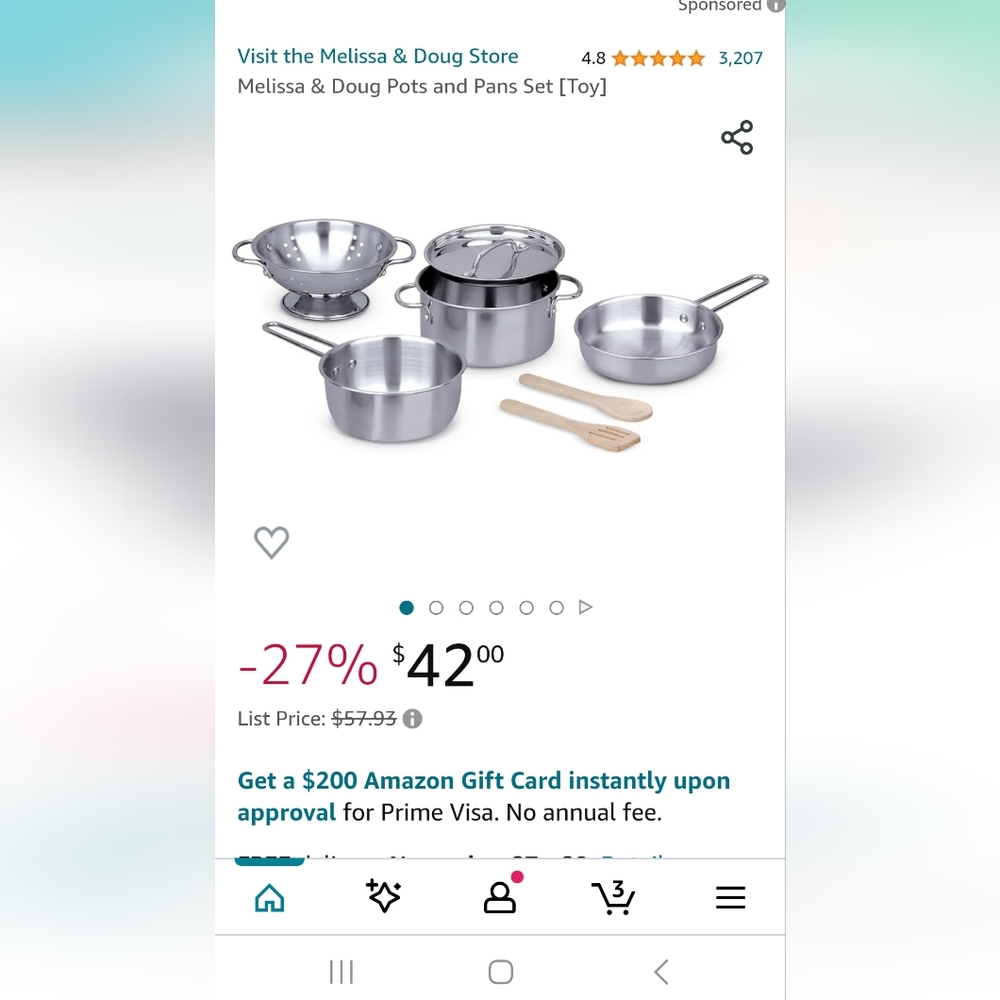 Melissa and Doug stainless steel pots and pans
